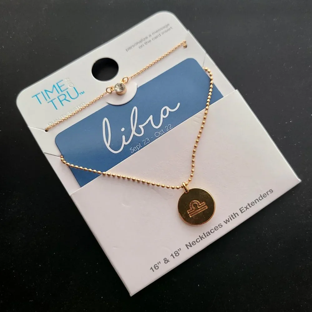 Libra Zodiac Pendant and crystal pendant Necklace 2 piece NEW style gift